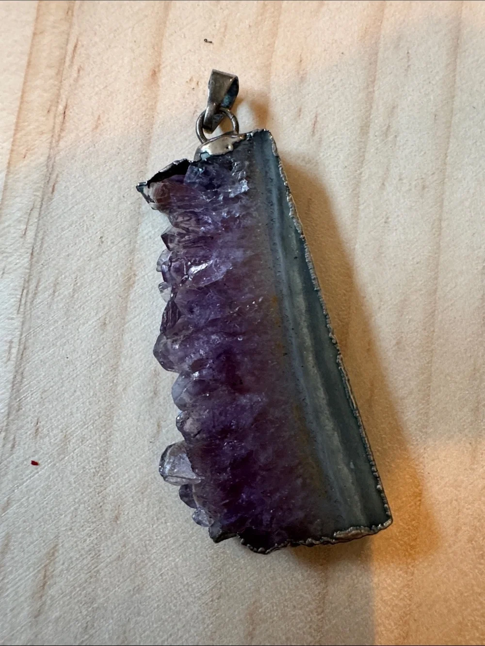 Vintage amethyst geode slice pendant